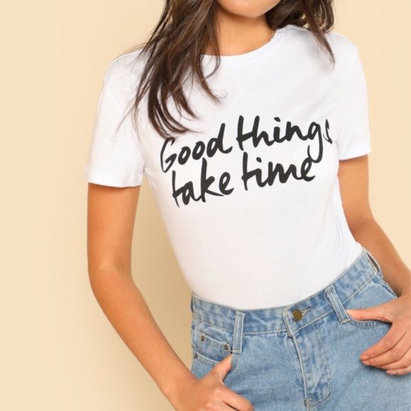 SHEIN Tops Shein Good Things Take Time Tee Poshmark